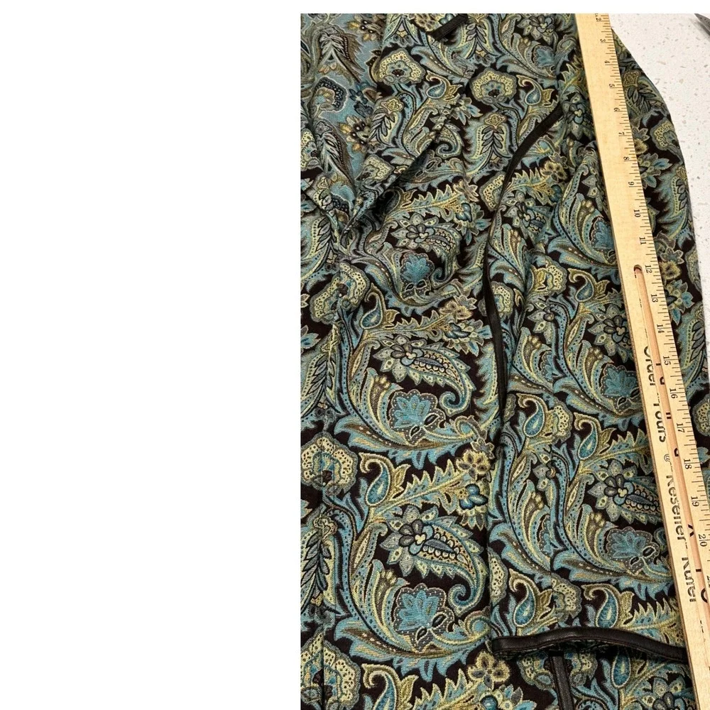 Peck & Peck Woman Paisley Tapestry Blazer Blue Teal Gold Plus Size 16W Jacket